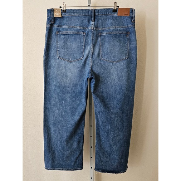 MADEWELL Women's Slim Wide- Leg Crop Blue Jeans in Garrett Wash Sz 35 - Picture 2 of 16